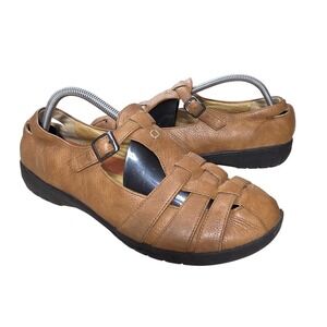 Clarks Sandals Women 10 W Brown Leather Fisherman Buckle Comfort Walking Casual